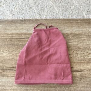 Free People Ribbed Mauve Halter Crop Top